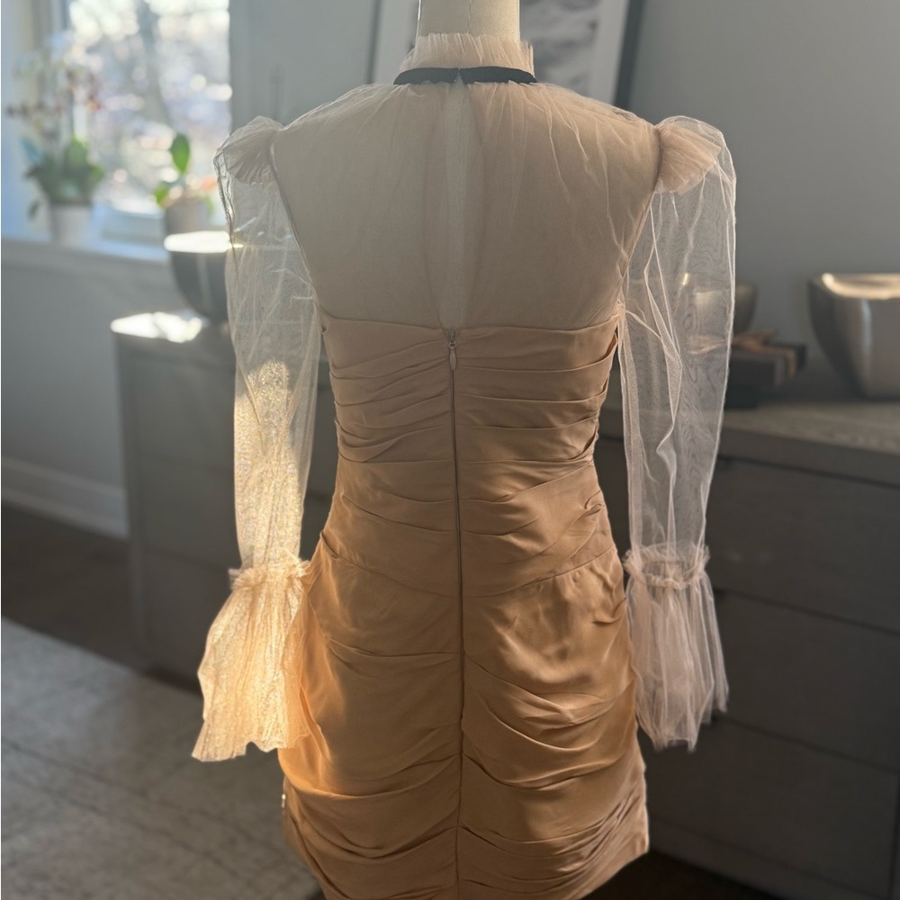 Khaite Elegant Light Gold Dress with Sheer Sleeves - Picture 7 of 11